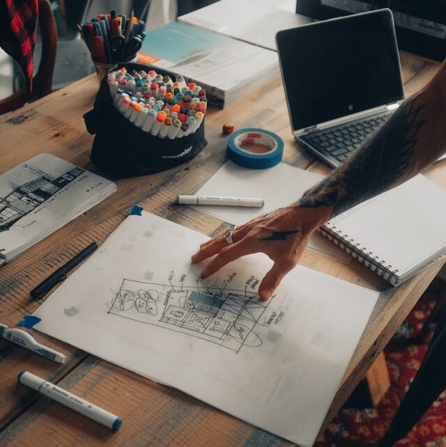 architect doing work on table