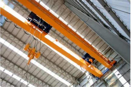 crane operating in a factory warehouse